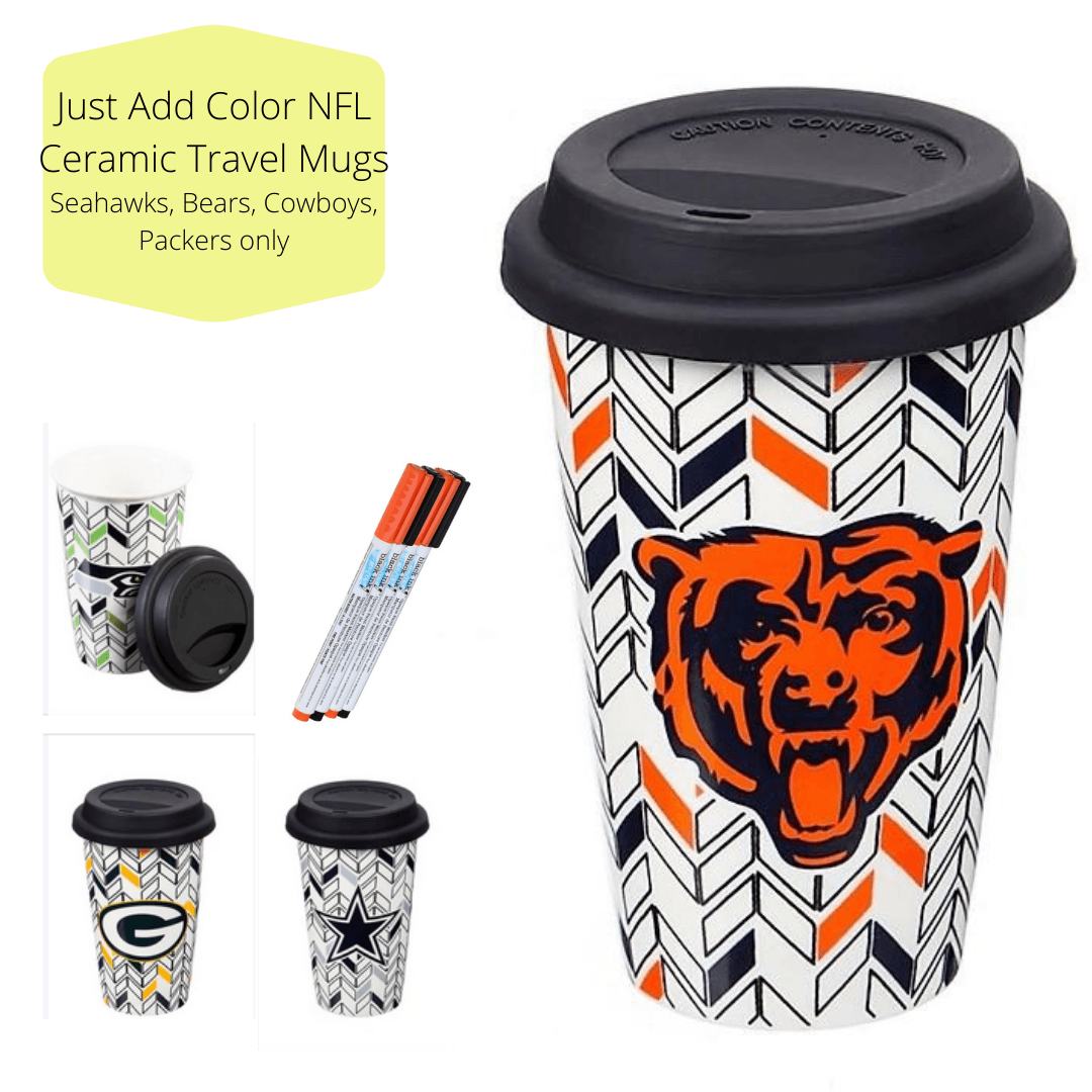 Just Add Color NFL Ceramic Travel Mug - Cool Stitches